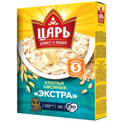 ЦАРЬ Хлопья овсяные Экстра в КОР 400гр