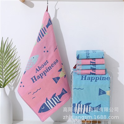 Zhiyang towel New Happy Fish Gauze Square Scarf Korea Soft absorbent kitchen hand towel factory price wholesale