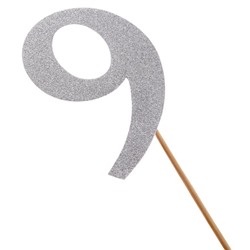 Топпер в торт «9», цвет серебро