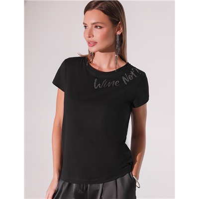 Нарядная футболка с блестящим принтом