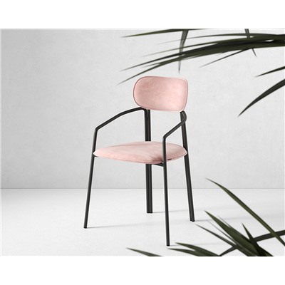Стул Ror, Round, велюр, черный/розовый