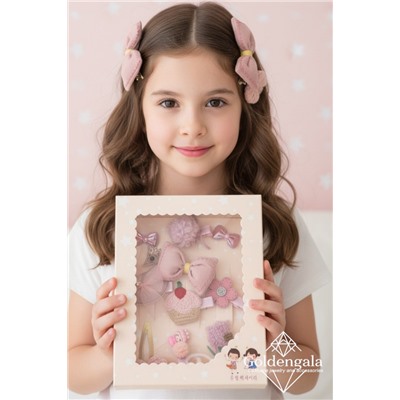 Детский набор аксессуаров для волос в подарочной коробке 10 предметов тип 2