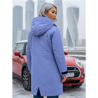 Парка зимняя женская с капюшоном василькового цвета 9538-1Vs