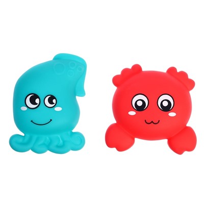 Резиновые игрушки для купания в ванной Крошка Я, набор, с сачком, МИКС