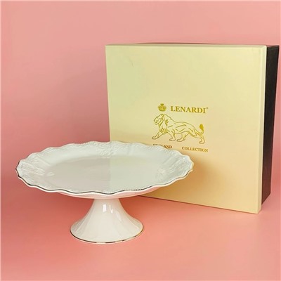 102-152 Круглое блюдо 30,5см на ножке АГАТА в под.уп.(х4)Фарфор