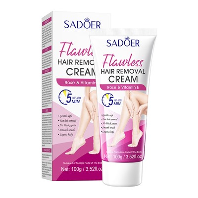 Крем для депиляции с розой и витамином Е SADOER Flawless hair removal cream Rose and Vitamin E, 100 гр