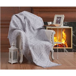 Накидка на Диван 170x220 см. 100% Хлопок Keten Damask Gri