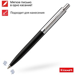 Ручка шариковая Luxor "Star" синяя, 1,0мм, корпус черный/хром, кнопочный механизм