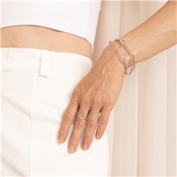 Кольцо «Сердце» ряд, цвет серебро, безразмерное