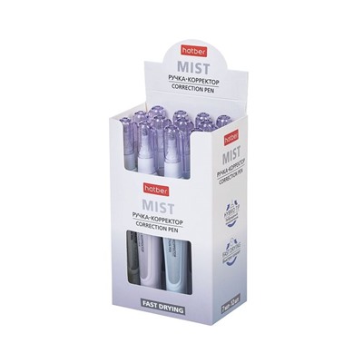 Ручка-корректор Hatber Mist  7ml с гибрид.наконечником с колпачком и клипом  в картонной Дисплей-витрине