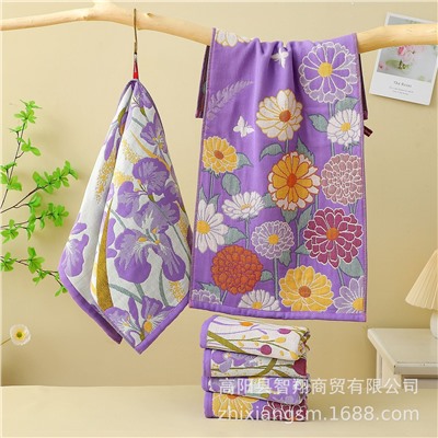Quick dry cute cotton gauze bath towel for home use