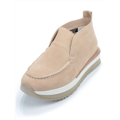 01-5576-6 BEIGE Ботинки демисезонные женские (натуральная замша, байка)