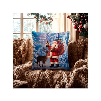 Наволочка декоративная новогодняя «Этель. Сочельник» 40×40 см, велюр