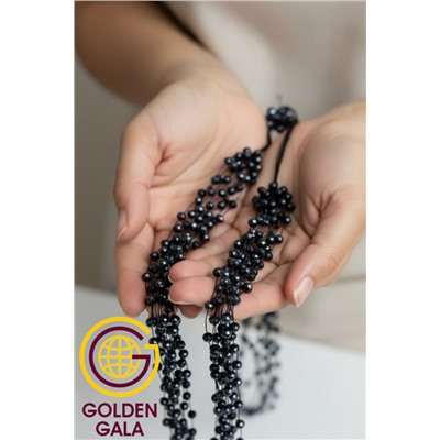 Комплект бижутерии "Хрустальная россыпь" , цвет синий гематитовый