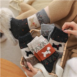 Retro woolen demi-season warm cute velvet knee socks, mid-length, plush