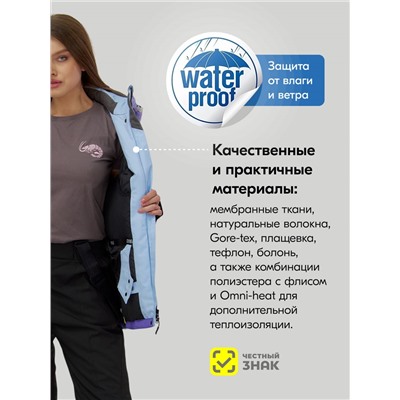 Горнолыжный костюм женский зимний бирюзового цвета 016Br