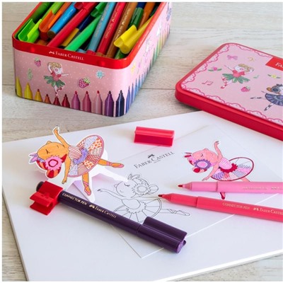 Набор для рисования Faber-Castell "Connector Ballerina" 33 фломастера+10 клипс+2 карты для раскраш.
