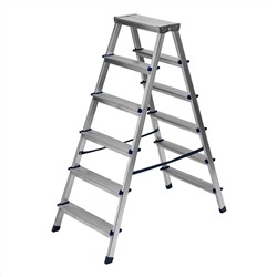 Стремянка двусторонняя 6 ступеней, алюминиевая, Сибртех