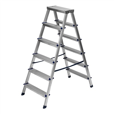 Стремянка двусторонняя 6 ступеней, алюминиевая, Сибртех