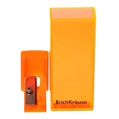 Точилка ErichKrause City Neon, 1 отверстие, с контейнером, пластиковая, МИКС