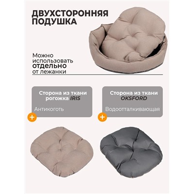 Лежанка для кошек и собак 50×60 с бортиками LDZR, рогожка, оксфорд, износостойкая, Bio-Line