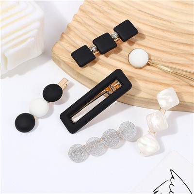 Набор заколок для волос 6 шт. Цвета: Черный/Белый