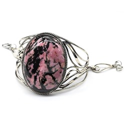 Браслет из родонита " Овал ", 18 см.