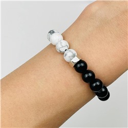 Радуга Самоцветов Браслет мужской из Говлита и черного Обсидиана