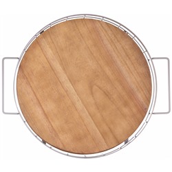 ПОДНОС ИЗ ДЕРЕВА С МЕТАЛЛИЧЕСКИМИ РУЧКАМИ 40*35*7СМ ЦВЕТ БЕЖЕВЫЙ ( КОР=8ШТ)