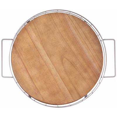 ПОДНОС ИЗ ДЕРЕВА С МЕТАЛЛИЧЕСКИМИ РУЧКАМИ 40*35*7СМ ЦВЕТ БЕЖЕВЫЙ ( КОР=8ШТ)