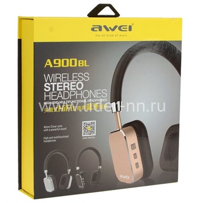 Наушники MP3/MP4 AWEI (A900BL) Bluetooth полноразмерные золото