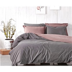 2 сп. Евро Комплект Постельного Белья Cotton Saten Basic Antrasit Çift - EcoCotton
