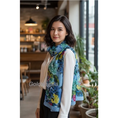 Шарф шифоновый с цветочным принтом Арт 0981/2