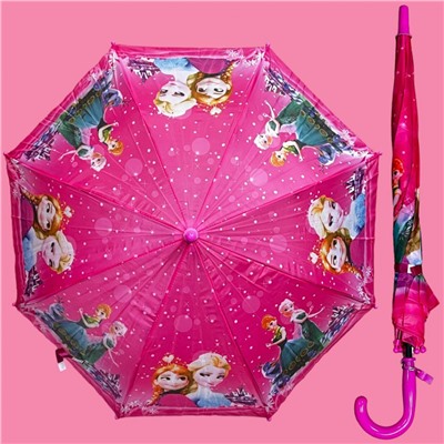 Зонт-трость для девочки с мультгероями полуавтомат Арт 1001/3