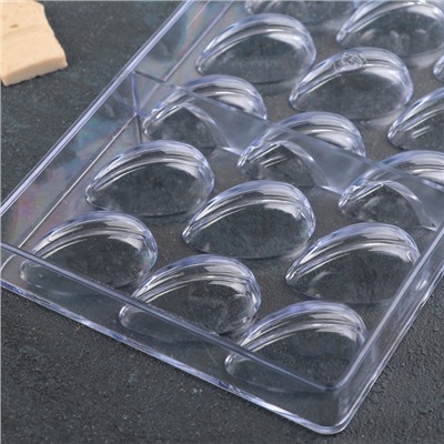 Форма для конфет и шоколада KONFINETTA «Кофейные зерна», 33×16.2 см, 21 ячейка, прозрачная