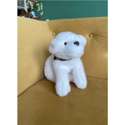 Мягкая игрушка собака в ошейнике 40 см, белая
