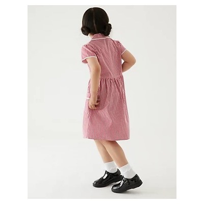 Girls' Pure Cotton Gingham School Dress (2-14 Yrs)