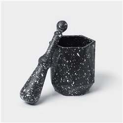 Ступка с пестиком «Грани», 10×18 см, чёрная