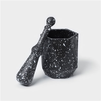 Ступка с пестиком «Грани», 10×18 см, чёрная