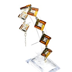 Браслет с янтарем С925 ромб 15*20мм цв.ассорти, 19см, 17,7г