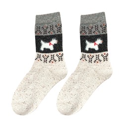 Retro woolen demi-season warm cute velvet knee socks, mid-length, plush