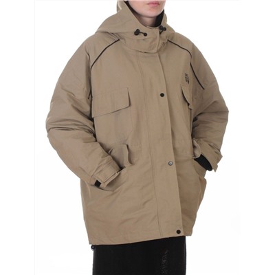 3092 BEIGE/GREEN Куртка демисезонная женская (100 гр. холлофайбер)