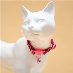 Ошейник кошачий "Волна", с бубенчиком, 30 х 1 см, полиэстер, розовый