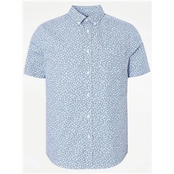 White Leaf Print Short Sleeve Shirt