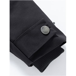 Парка зимняя подростковая для мальчика с капюшоном и мехом черного цвета 9535Ch