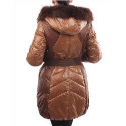 1207 BROWN Куртка зимняя женская (пух, натуральный мех)