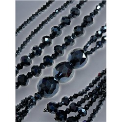 Бусы-колье длинные с кулоном хрустальные П13 Цвет синий гематит