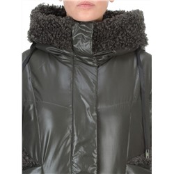 21-985 DARK GREEN Пальто зимнее женское AIKESDFRS (200 гр. холлофайбера)