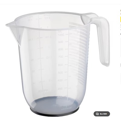 BEHÖVA Кувшинчик мерный Messbecher, transparent/grau, 1 l