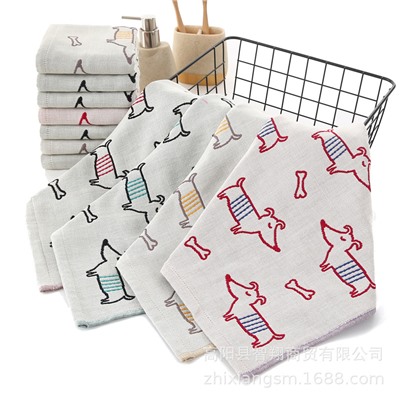 Zhiyang's new Avi bamboo cotton cotton jacquard puppy gauze square scarf soft, breathable water absorption kitchen hanging towel factory price wholesale